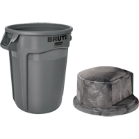 Contenant Round Brute avec couvercle en d&ocirc;me, Poly&eacute;thyl&egrave;ne, 32 gal. US - Rubbermaid 