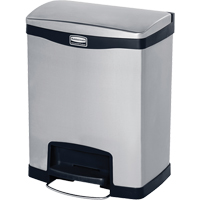 Slim Jim&reg; Waste Container, Stainless Steel, 8 US gal. Capacity - Rubbermaid 1901985