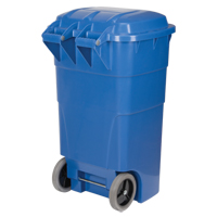 Bac de recyclage roulant, Bord de rue, Poly&eacute;thyl&egrave;ne, 65 gal. US - Produits d’entretien RMP 