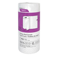 Pro Select Kitchen Towel Roll, 2 Ply, 250 Sheets/Roll, 8" W, 11" L - Cascades K250