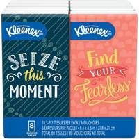 Kleenex&reg; Facial Tissue Pocket Pack, 3 Ply, 8.3" L x 8.6" W, 10 Sheets/Box - Kimberly-Clark 46651