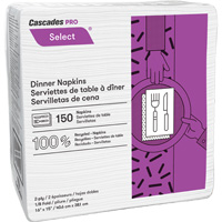 Pro Select&reg; 1/8 Fold Dinner Napkin, 2 Ply, 15" x 16" - Cascades N062