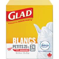 Small 25L Febreze Garbage Bags, Regular, 20" W x 20" L, White - Glad 67489302261
