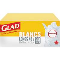 Sacs &agrave; ordures hauts 45 L sans parfum, R&eacute;gulier, 24" la x 28" lo, Blanc - Glad 67489302988