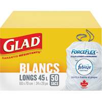 Tall 45L Febreze Garbage Bags, Regular, 24" W x 28" L, White - Glad 67489303008
