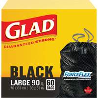 90L Garbage Bags, Regular, 30" W x 33" L, Black - Glad 67489303084