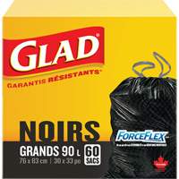 90L Garbage Bags, Regular, 30" W x 33" L, Black - Glad 67489303084
