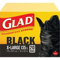 Sacs &agrave; ordures 135 L, R&eacute;gulier, 31" la x 42" lo, Noir - Glad 67489705123