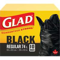 Sacs &agrave; ordures 74 L, R&eacute;gulier, 26" la x 33" lo, Noir - Glad 67489302230