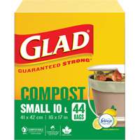 Petits sacs de compostage, R&eacute;gulier, 17" lo x 16" la, Brun, Capacit&eacute; de 10 L (3 gal.) - Glad 67489301615