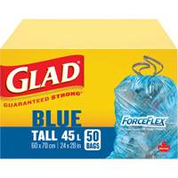 Sacs de recyclage 45 L, R&eacute;gulier, 24" la x 28" lo, Bleu - Glad 67489303015