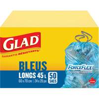 Sacs de recyclage 45 L, R&eacute;gulier, 24" la x 28" lo, Bleu - Glad 67489303015