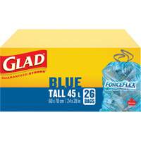 Sacs de recyclage 45 L, R&eacute;gulier, 24" la x 28" lo, Bleu - Glad 67489303022