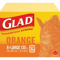 Sacs &agrave; ordures 135 L, R&eacute;gulier, 31" la x 42" lo, Orange - Glad 30313