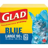 Sacs de recyclage 90 L, R&eacute;gulier, 30" la x 33" lo, Bleu - Glad 67489115786