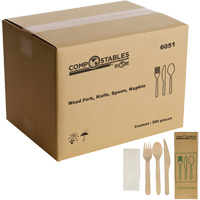 Wood Cutlery Set in Paper Bag - Globe 6051