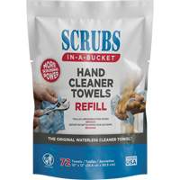 Hand Cleaner Towels Refill Pack, 72 Wipes, 10" x 12" - SCRUBS 42270