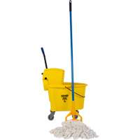 Economical Mop & Bucket Kit with 16 oz. Mop Head, Side Press, 8.75 US Gal.(35 Quart), Yellow - RMP Maintenance Products 