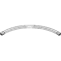 Rail de roulement courb&eacute; sur 90° avec &eacute;clisses pour murs-rideaux, 3' lo - Duratrack 16CT