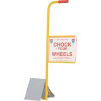 Cale pour pneus avec poign&eacute;e et panneau, 7" la x 11-7/8" p x 7-11/16" h - Vestil EALUM-7-HS