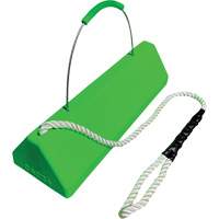 Checkers Safety SafeRay  Aircraft Wheel Chock with Loop Rope Cable Handle, Urethane, Fluorescent Green, 24" W x 8" D x 6" H - Checkers Industrial Products CAC24-QLR