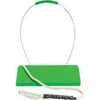 Checkers Safety SafeRay  Aircraft Wheel Chock with Loop Rope Ergonomic Handle, Urethane, Fluorescent Green, 24" W x 8" D x 6" H - Checkers Industrial Products CAC24-QLR-ECH