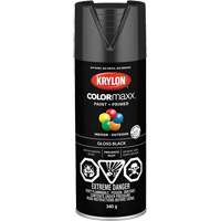 Appr&ecirc;t + peinture COLORmaxx, Noir, Brillant, 12 oz, Canette a&eacute;rosol - Krylon Industrial 455050007