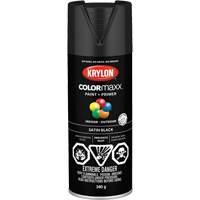 COLORmaxx Paint + Primer, Black, Semi-Flat, 12 oz., Aerosol Can - Krylon Industrial 455570007
