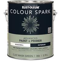 Peinture int&eacute;rieure pr&eacute;teint&eacute;e + appr&ecirc;t mural Colour Spark, Vert masque en argile, Satin&eacute;, 3,78 L, Gallon - Rust-Oleum 374052