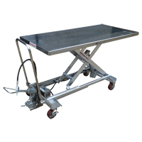 Pneumatic Hydraulic Scissor Lift Table, Stainless Steel, 63" L x 31-1/2" W, 1000 lbs. Cap. - Vestil AIR-1000-LD-PSS