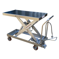 Pneumatic Hydraulic Scissor Lift Table, Stainless Steel, 47-1/2" L x 24" W, 2000 lbs. Cap. - Vestil AIR-2000-PSS
