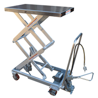 Pneumatic Hydraulic Scissor Lift Table, Stainless Steel, 32-1/2" L x 19-3/4" W, 1000 lbs. Cap. - Vestil AIR-1000-PSS