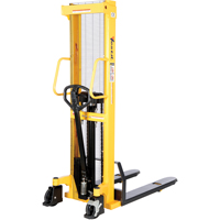 Manual Hydraulic Stacker, Hand Pump Operated, 2000 lbs. Capacity, 63" Max Lift - Vestil VHPS-2000-FF