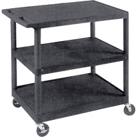 Utility Cart, 3 Tiers, 18" x 34" x 24", 400 lbs. Capacity - Luxor H. Wilson HE34-B