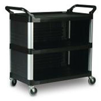 Service Utility Cart, 3 Tiers, 40-3/8" x 37-4/5" x 20", 300 lbs. Capacity - Rubbermaid FG409300BLA