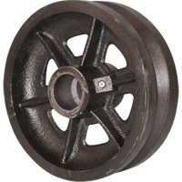 Heavy-Duty EMaxx Kingpin Caster with V-Groove, Swivel, 4" (101.6 mm), Cast Iron, 1000 lbs. (453.6 kg.) - Algood SE6543-A38H-VG-RB