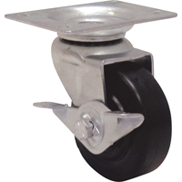 Roulette &agrave; usage l&eacute;ger, Fixe avec frein, 4" (101,6 mm), Caoutchouc, 150 lb (68 kg) - Algood R1043-A28D-SRG-SLB