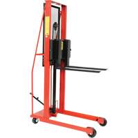 Hydraulic Fork Lift Stacker, Foot Pump Operated, 1000 lbs. Capacity, 76" Max Lift - Wesco 260055