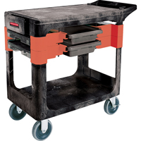 Chariots &agrave; outils d'entretien, 2 tiroirs, 38" lo x 19-1/4" la x 33-3/8" h, Noir - Rubbermaid FG618000BLA