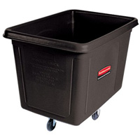 Cube Truck, Black Recycled Plastic, 38" L x 26" W x 28" H, 8 cu. Ft Volume, 300 lbs. Capacity - Rubbermaid FG460800BLA