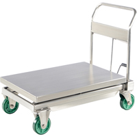 Table &eacute;l&eacute;vatrice hydraulique &agrave; ciseaux, 35-1/2" lo x 19-3/4" la, Acier inoxydable, Capacit&eacute; 1100 lb - Vestil CART-1100-SS