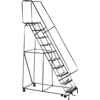 Lockstep Rolling Ladders, 8 Steps, 24" Step Width, 80" Platform Height, Stainless Steel - Ballymore CAL-SS083214P