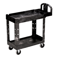 Heavy Duty Utility Cart - 4500-88, 2 Tiers, 17-1/8" x 33-1/4" x 39", 500 lbs. Capacity - Rubbermaid FG450088BLA