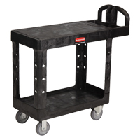 Chariot utilitaire robuste a/tablette plate - 4505-00, 2 tiers, 17-1/4" x 38-1/10" x 38-1/2", Capacit&eacute; 500 lb - Rubbermaid FG450500BLA