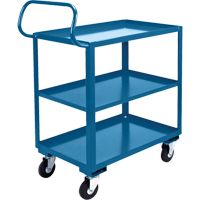 Chariot ergonomique &agrave; tablettes, 800 lb Capacit&eacute;, Acier, 20" la x 37" ha x 32" p, Bordure vers le haut - KLETON 