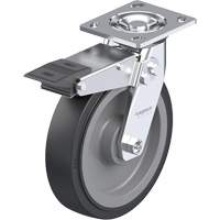 Total Locking Caster, Swivel with Brake, 6" (152.4 mm), Rubber, 500 lbs. (227 kg.) - Blickle P21S-UP060R-14-TB