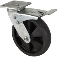 Roulettes haute temp&eacute;rature, Pivotant avec frein, 8" (203,2 mm), Nylon, 1000 lb (453 kg) - KLETON 