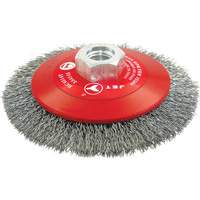 High-Performance Bevel Crimped Conical Brush, 4-1/2" Dia., 0.014" Fill, 5/8"-11 Arbor, Steel - JET 554115