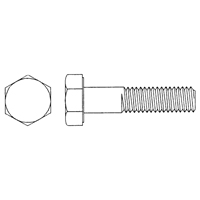 Hex Head Cap Screw, 1/2"-13 Dia., 1" L, Plain, Coarse, Grade 5 -  