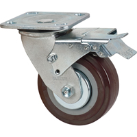 Caster, Swivel with Brake, 5" (127 mm), Polyurethane, 650 lbs. (294 kg.) - KLETON 